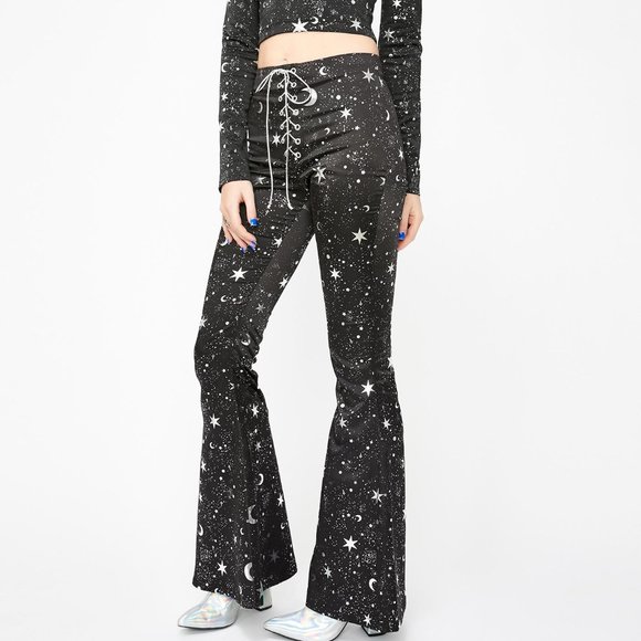Dolls Kill Pants - NWOT Dolls Kill "Celestial Zenith" Lace Up Flares